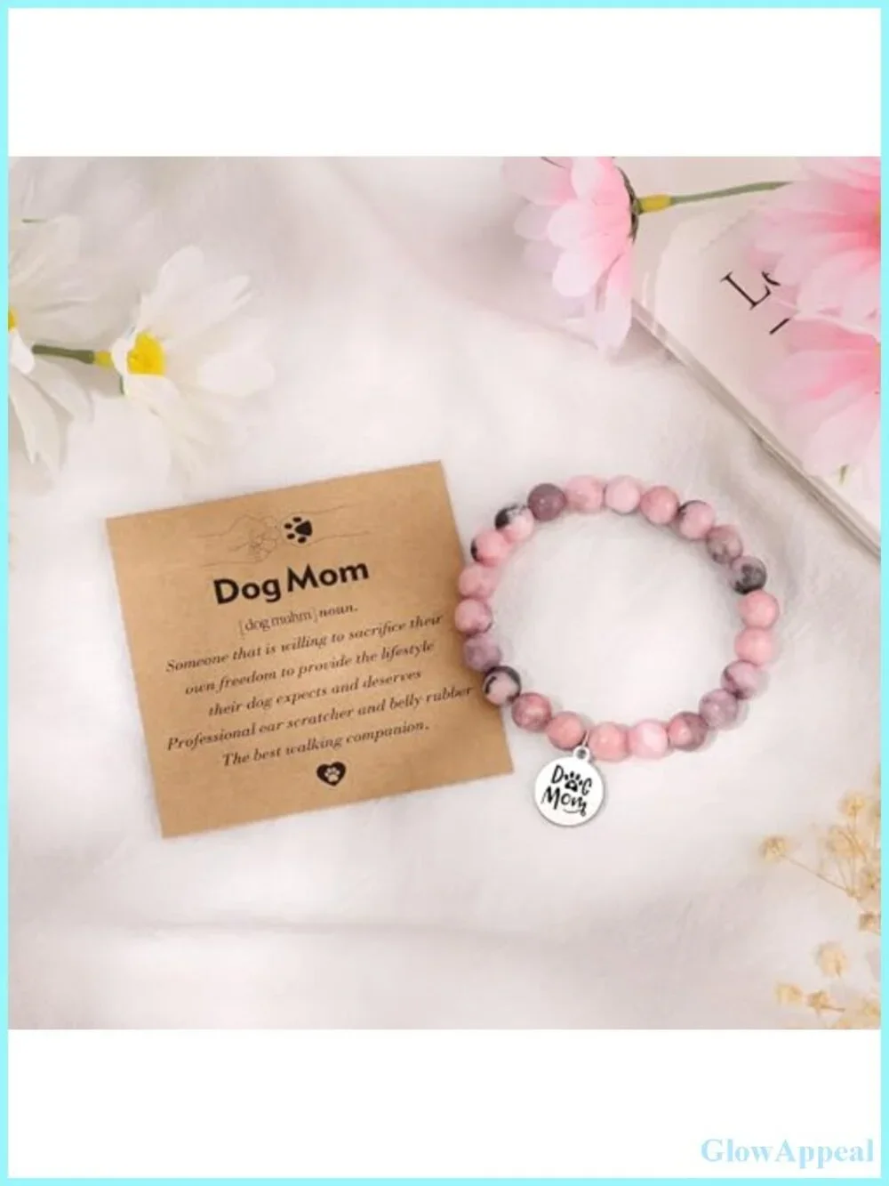 Dog Mom Gift Set Canvas Tote Bag with Makeup Bag Bracelet Candle